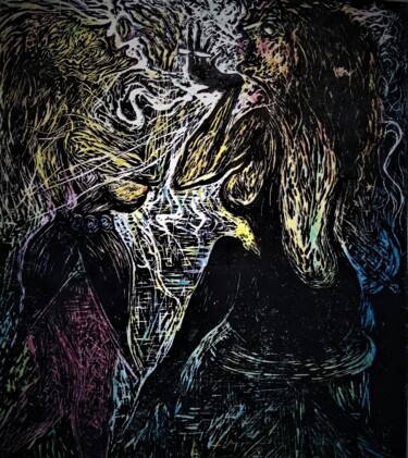 Картина под названием "BAR at the WEEKEND" - Joseph Urie, Подлинное произведение искусства, Линогравюры