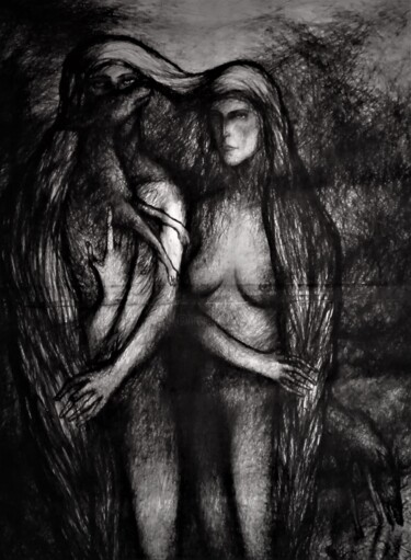 Рисунок под названием "RAIN" - Joseph Urie, Подлинное произведение искусства, Древесный уголь