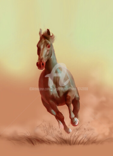 Arte digitale intitolato "Galopperend paard" da Joseph Vanspauwen, Opera d'arte originale, Lavoro digitale 2D