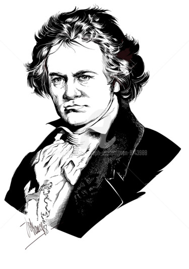 Artes digitais intitulada "LUDWIG VAN BEETHOVEN" por Joseph Vanspauwen, Obras de arte originais, Trabalho Digital 2D