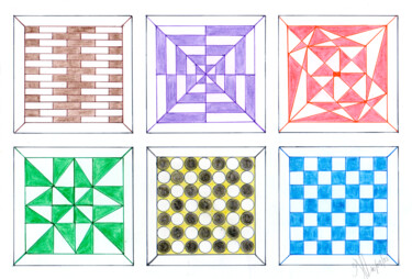 Arte digital titulada "Geometrische patroon" por Joseph Vermaele, Obra de arte original, Pintura Digital