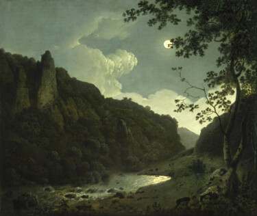 Pintura intitulada "Dovedale au clair d…" por Joseph Wright Of Derby, Obras de arte originais, Óleo