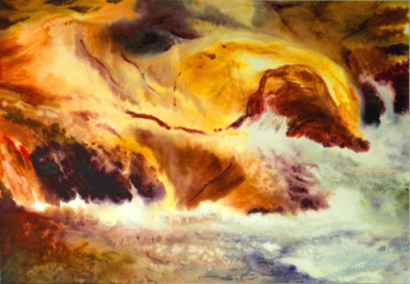 Peinture intitulée "cascade of fire.jpg" par Joseph Caldwell, Œuvre d'art originale, Aquarelle
