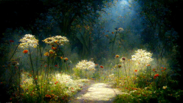 Digital Arts titled "Morning Meadow 2" by Josephine Estelle, Original Artwork, Digital Painting