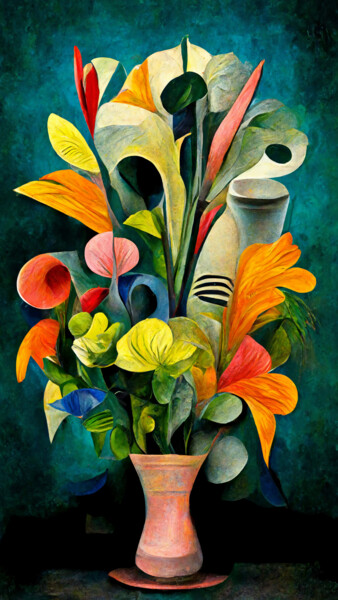 Digital Arts titled "Abstract Floral Bou…" by Josephine Estelle, Original Artwork, Digital Painting