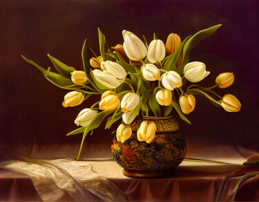 Digital Arts titled "Tulip Still Life 1" by Josephine Estelle, Original Artwork, 2D Digital Work