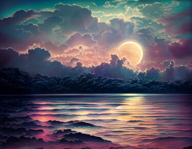 Digital Arts titled "Moonscape" by Josephine Estelle, Original Artwork, 2D Digital Work