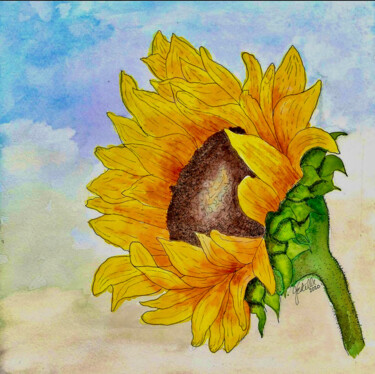 Digital Arts με τίτλο "Sunflower Illustrat…" από Josephine Estelle, Αυθεντικά έργα τέχνης, 2D ψηφιακή εργασία