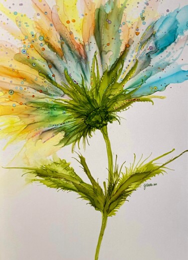 Digital Arts titled "Blooming Flower 1" by Josephine Estelle, Original Artwork, Ink