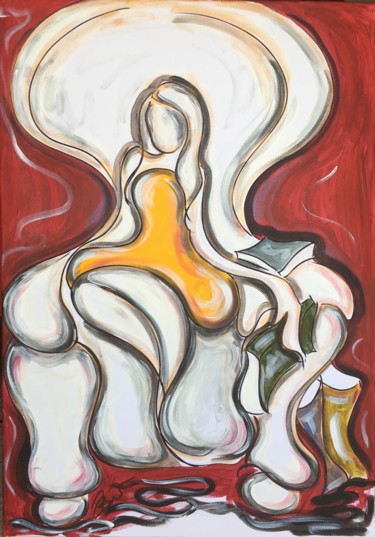 lectrice en jaune.jpg Painting titled "lectrice en jaune.j…" by Josephine Bonì, Original Artwork
