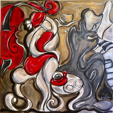 Painting titled "Chanteuse et pianis…" by Josephine Bonì, Original Artwork