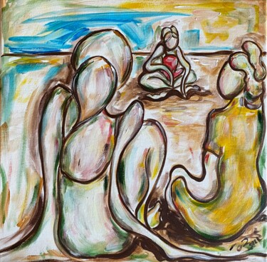 Painting titled "Friends" by Josephine Bonì, Original Artwork, Acrylic