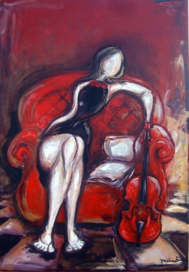 Peinture intitulée "le violon rouge" par Josephine Bonì, Œuvre d'art originale