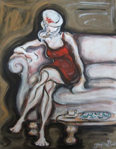Painting titled "pausa caffè, pastic…" by Josephine Bonì, Original Artwork
