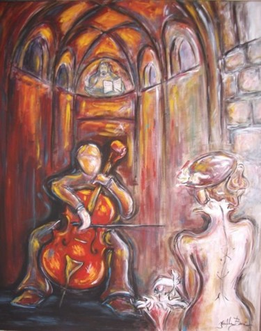 Painting titled "the Cellist" by Josephine Bonì, Original Artwork