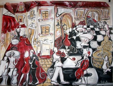 Pittura intitolato "La Piazzetta" da Josephine Bonì, Opera d'arte originale, Altro