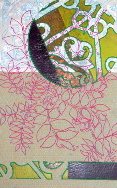 Textilkunst mit dem Titel "D'où je viens" von Joséphine Montiel, Original-Kunstwerk, Stickerei