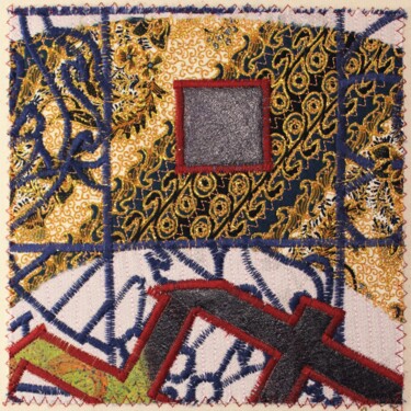 Textile Art titled "La roue de la fortu…" by Joséphine Montiel, Original Artwork, Fabric Mounted on Glass