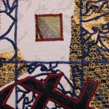 Art textile intitulée "La roue de la fortu…" par Joséphine Montiel, Œuvre d'art originale, Tissu Monté sur Verre