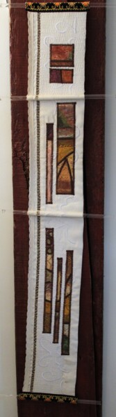 Art textile intitulée "Alignement" par Joséphine Montiel, Œuvre d'art originale, Tissu Monté sur Panneau de bois