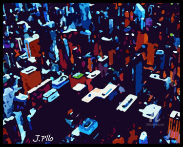 Digitale Kunst mit dem Titel "City" von Joseph Pllo, Original-Kunstwerk, Digitale Malerei