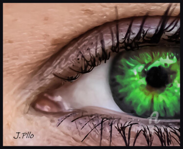 Arte digital titulada "Eye green" por Joseph Pllo, Obra de arte original, Pintura Digital