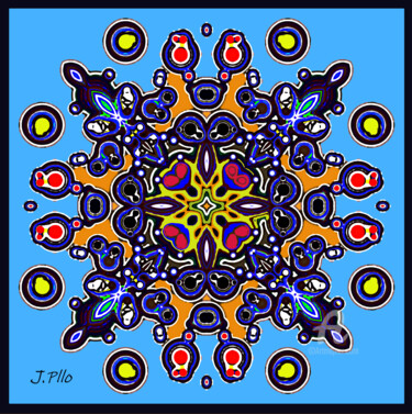 Digitale Kunst getiteld "mandala10" door Joseph Pllo, Origineel Kunstwerk, Digitaal Schilderwerk