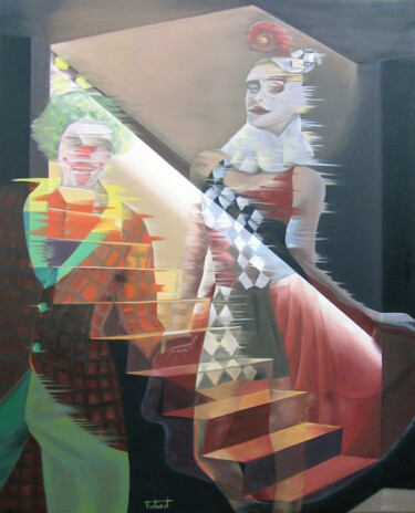 Pittura intitolato "Temps de disfresses…" da Josep Maria Fontanet Sureda, Opera d'arte originale, Olio Montato su Telaio per…