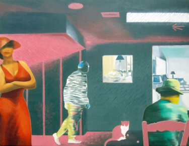 Картина под названием "En transit (Un dia…" - Josep Maria Fontanet Sureda, Подлинное произведение искусства, Масло Установле…