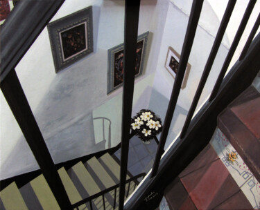 Pintura titulada "L'escala" por Josep Maria Fontanet Sureda, Obra de arte original, Oleo Montado en Bastidor de camilla de m…