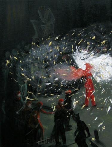 Pittura intitolato "Dimonis" da Josep Maria Fontanet Sureda, Opera d'arte originale, Olio Montato su Telaio per barella in l…