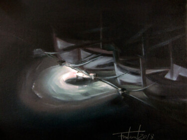 Pintura titulada "Nocturn al moll" por Josep Maria Fontanet Sureda, Obra de arte original, Oleo Montado en Bastidor de camil…