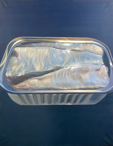 Peinture intitulée "Llauna de sardines" par Josep Maria Fontanet Sureda, Œuvre d'art originale, Huile Monté sur Châssis en b…
