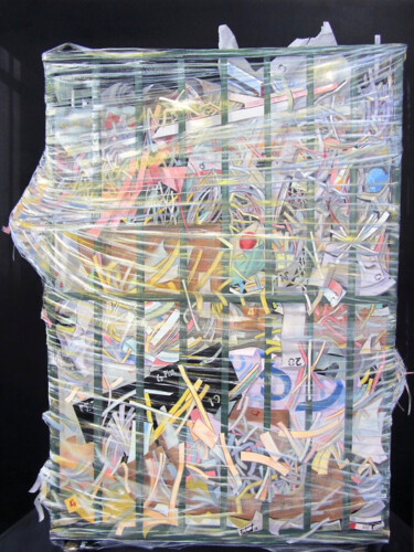 Pintura intitulada "Gabia de papers" por Josep Maria Fontanet Sureda, Obras de arte originais, Óleo Montado em Armação em ma…