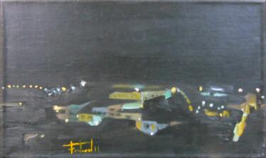 Painting titled "nocturn 15" by Josep Maria Fontanet Sureda, Original Artwork, Oil Mounted on Wood Stretcher frame