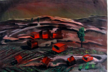 Pintura intitulada "Paissatge vermell" por Josep Maria Fontanet Sureda, Obras de arte originais, Acrílico