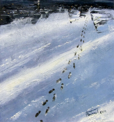 Pittura intitolato "Passes en la neu" da Josep Maria Fontanet Sureda, Opera d'arte originale, Olio