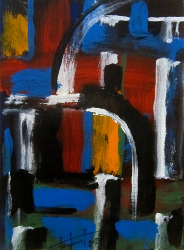 Schilderij getiteld "Arquitectura 3" door Josep Maria Fontanet Sureda, Origineel Kunstwerk, Acryl