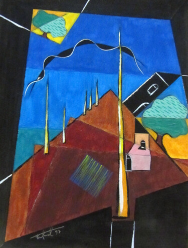 Pintura titulada "Cometa negre 1" por Josep Maria Fontanet Sureda, Obra de arte original, Acrílico
