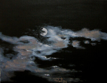 Peinture intitulée "Lluna de Desembre" par Josep Maria Fontanet Sureda, Œuvre d'art originale, Huile Monté sur Châssis en bo…