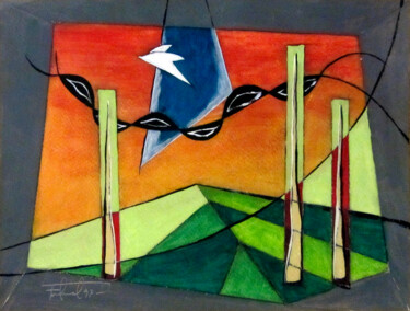 Malerei mit dem Titel "Cometa negre 6" von Josep Maria Fontanet Sureda, Original-Kunstwerk, Acryl