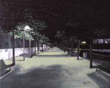 Malarstwo zatytułowany „Passeig solitari” autorstwa Josep Maria Fontanet Sureda, Oryginalna praca, Olej Zamontowany na Drewn…
