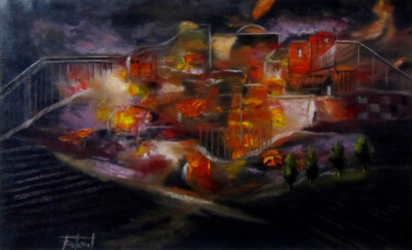 Painting titled "Incendi" by Josep Maria Fontanet Sureda, Original Artwork, Oil