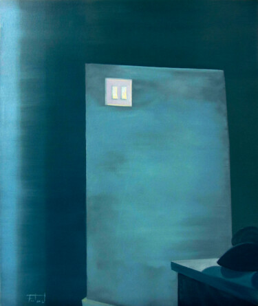 Ζωγραφική με τίτλο "L'interruptor" από Josep Maria Fontanet Sureda, Αυθεντικά έργα τέχνης, Λάδι Τοποθετήθηκε στο Ξύλινο φορε…