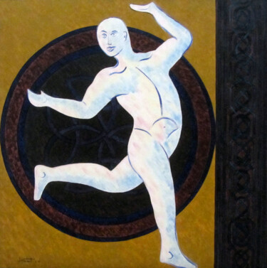 Painting titled "Traçant el cercle/T…" by Josep Maria Fontanet Sureda, Original Artwork, Oil Mounted on Wood Stretcher frame