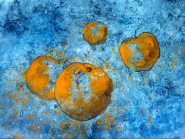 Ζωγραφική με τίτλο "Naranja en azul" από Josep Obradors, Αυθεντικά έργα τέχνης, Ακρυλικό