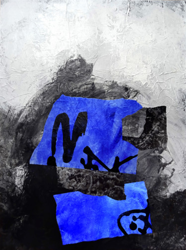 Pintura intitulada "Symbols in blue" por Josep Obradors, Obras de arte originais, Acrílico
