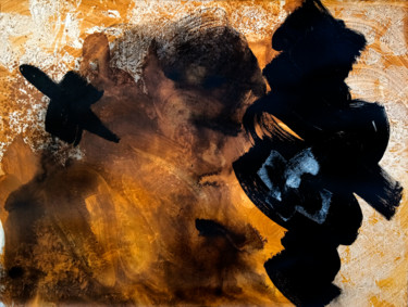 Schilderij getiteld "Composition in black" door Josep Obradors, Origineel Kunstwerk, pigmenten
