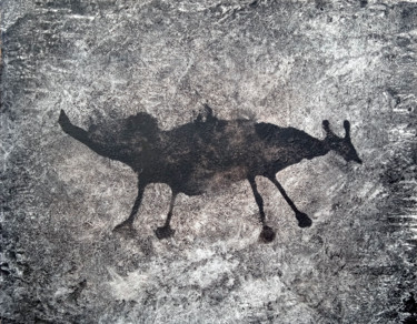 Malerei mit dem Titel "Coyote" von Josep Obradors, Original-Kunstwerk, Pigmente