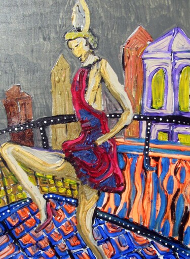 Pittura intitolato "Dancing on The Roof…" da Jose Romero, Opera d'arte originale, Acrilico Montato su Telaio per barella in…